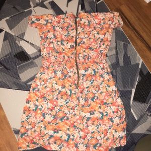 Forever 21 Zip up floral sundress , strapless